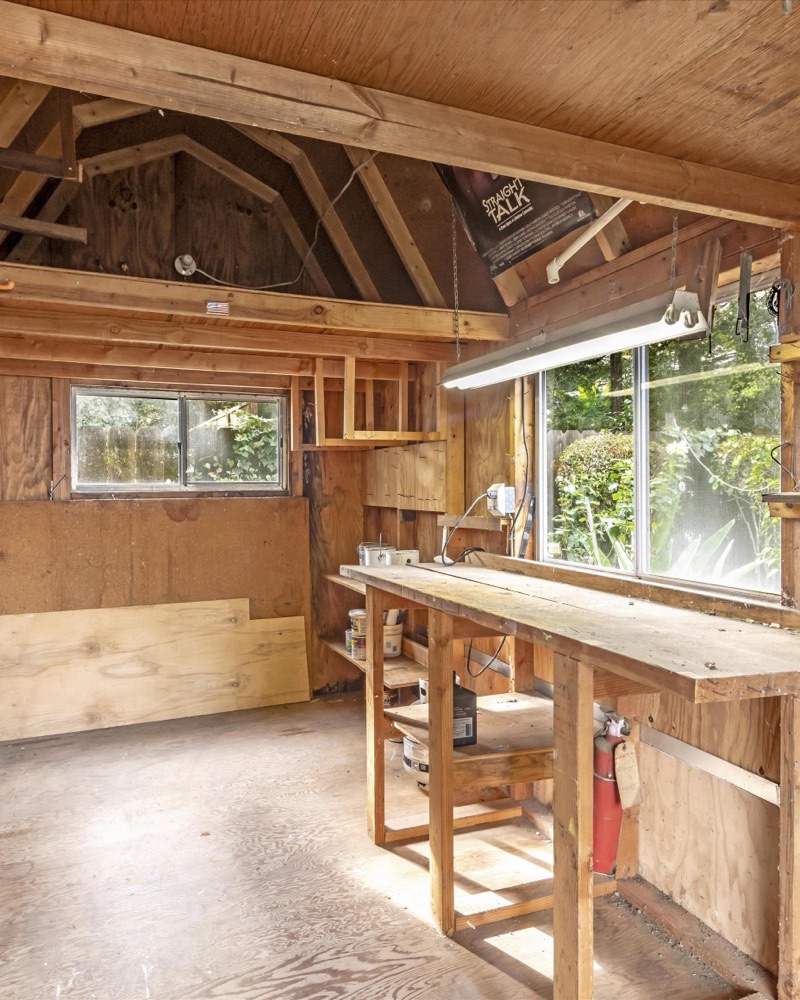 A workshop with tools at a Pleasant Hill rental property.