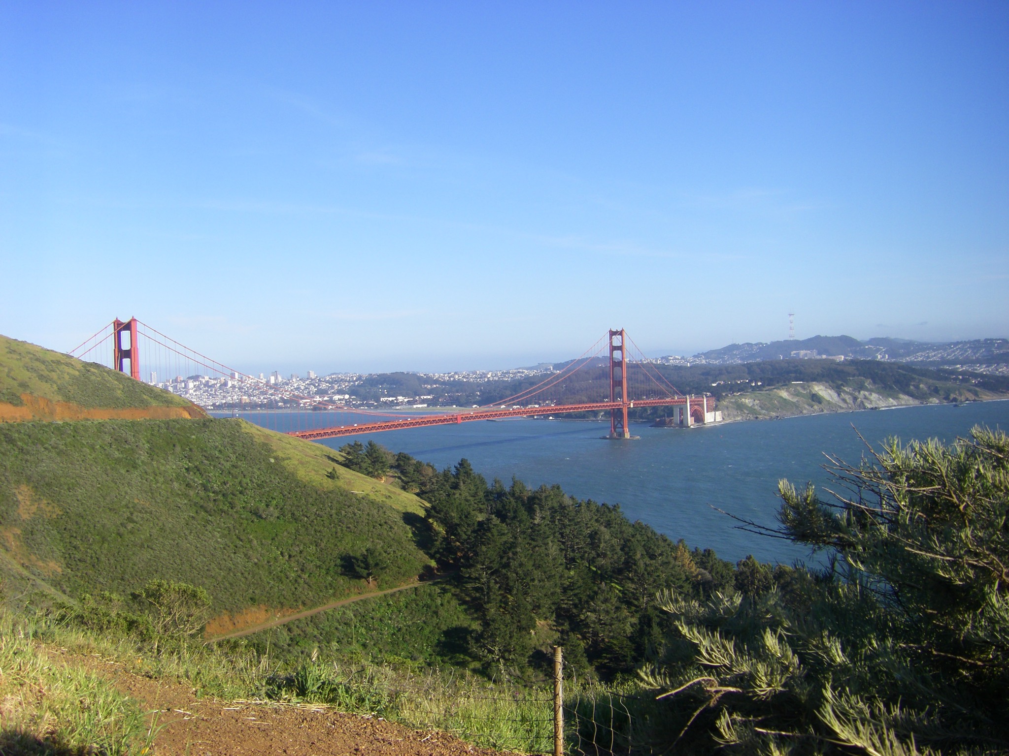 The Golden Gate Bridge seen from the Marin Headlands.