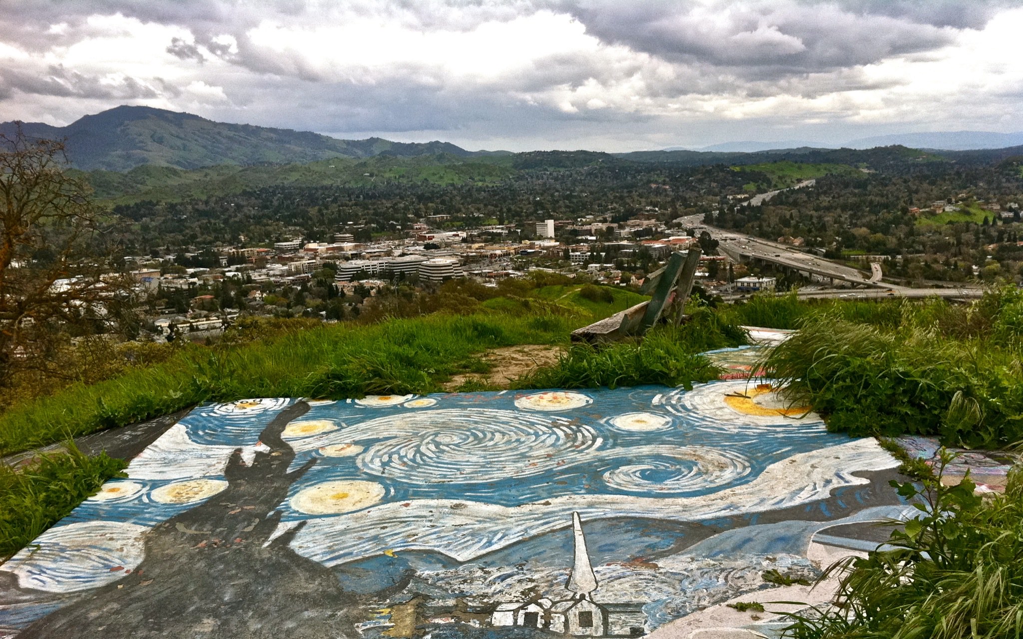 View over downtown Walnut Creek from the Acalanes Ridge open space, with Mount Diablo on the horizon.